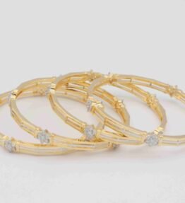 Gold Plated Ethnic Flower AD Bangles