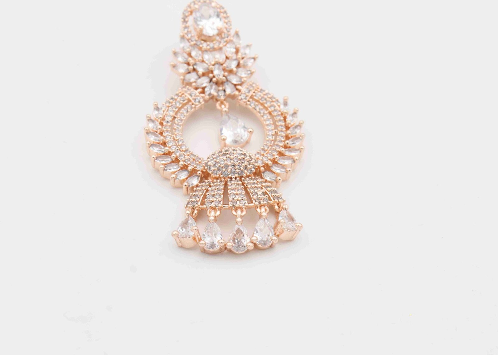 Rose Gold Ethnic AD Earrings